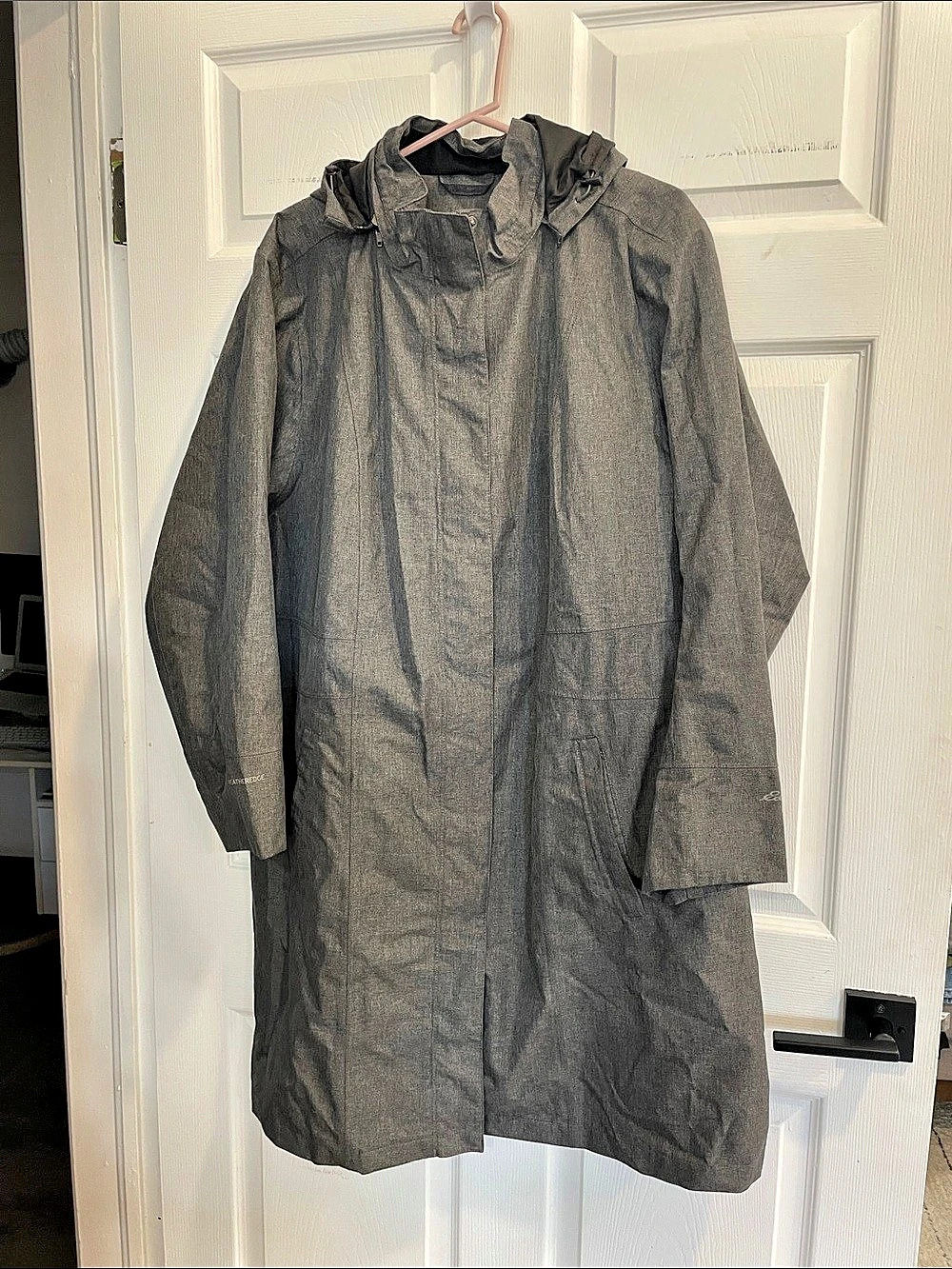 Eddie Bauer WeatherEdge Trench Coat Hooded Gray Size 3X